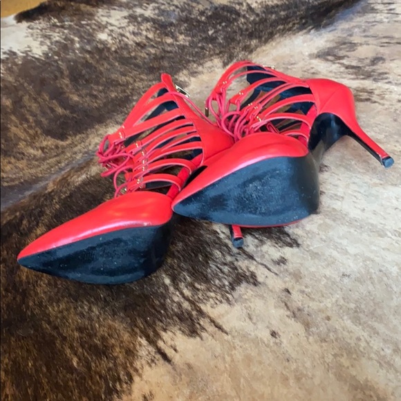 Red Lace up Steve Madden Heels - Picture 5 of 5